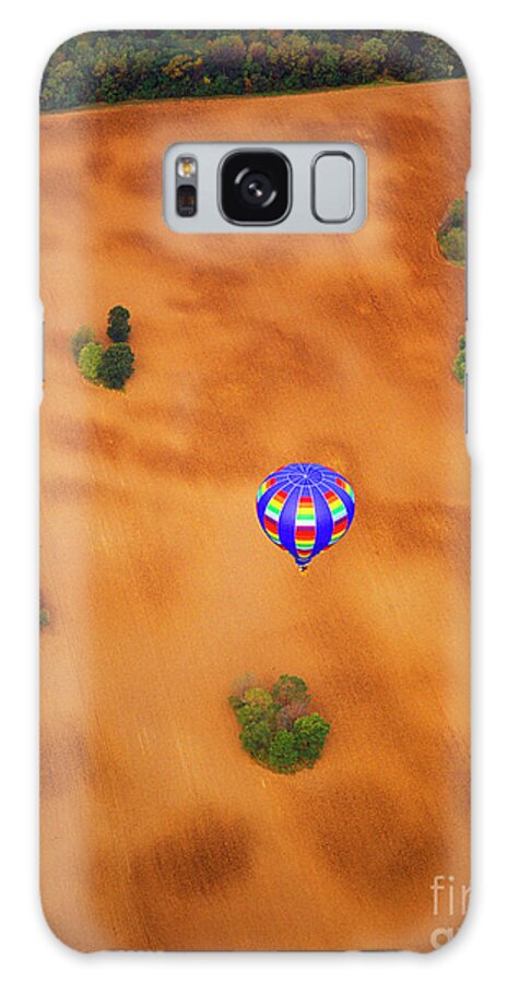  Aerial Galaxy S8 Case featuring the photograph Aerial of Hot Air Balloon above tilled field fall by Tom Jelen