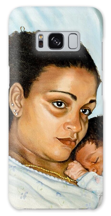 Portrait Galaxy Case featuring the painting After Birth Jacina and Javon by Marlene Book
