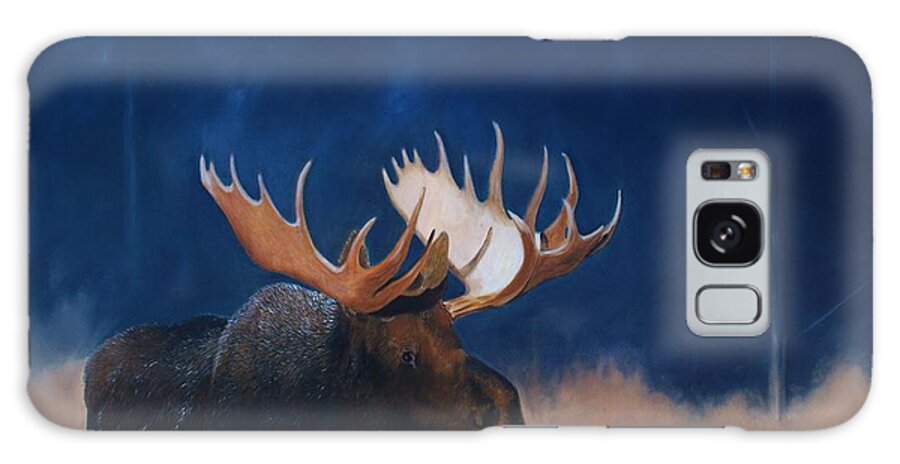 Moose Galaxy Case featuring the painting Afternoon light. by Jean Yves Crispo