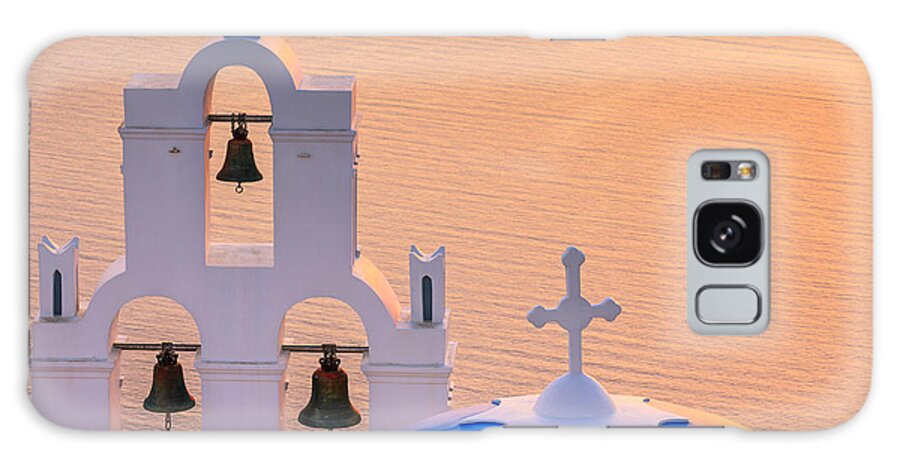 Aegean Galaxy Case featuring the photograph Aghioi Theodoroi church at Firostefani, Santorini by Henk Meijer Photography