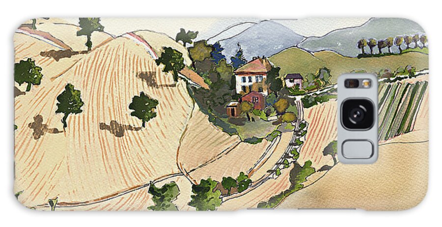 Italian Landscape Galaxy Case featuring the painting Agricolo Mosaic - Frontino by Joan Cordell