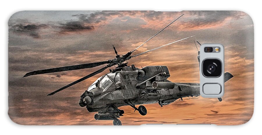 Apache Helicopter Galaxy Case featuring the digital art AH-64 Apache Attack Helicopter by Randy Steele