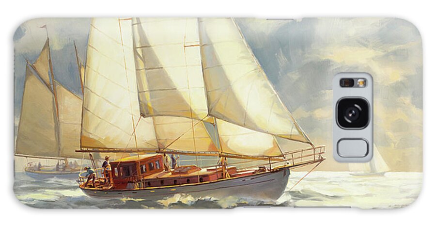 Sailboat Galaxy Case featuring the painting Ahead of the Storm by Steve Henderson