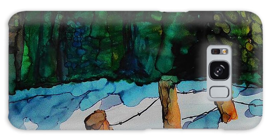 Alcohol Ink Galaxy Case featuring the painting Old Fence - A 213 by Catherine Van Der Woerd