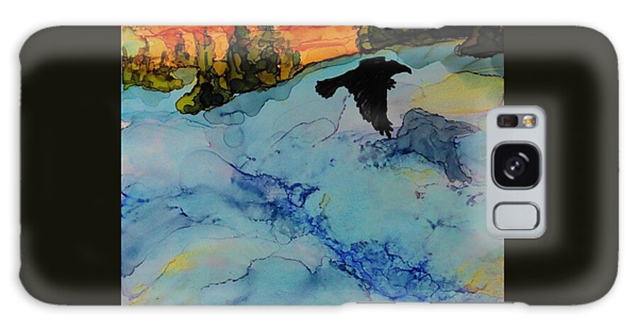 Alcohol Ink Galaxy Case featuring the painting Raven's Shadow - A 230 by Catherine Van Der Woerd