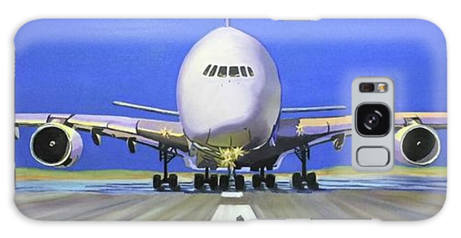 Airbus A380 Galaxy Case featuring the painting Airbus A380 by Jennefer Chaudhry