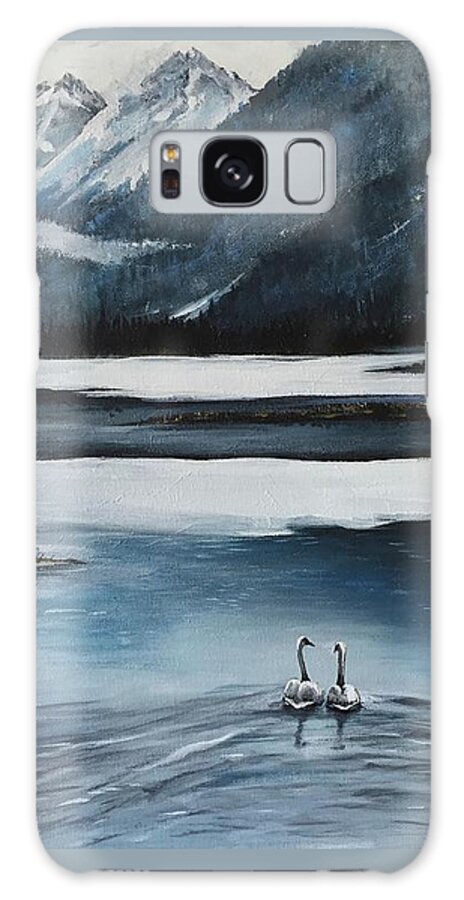Swans Galaxy Case featuring the painting Alaskan Swans by Leizel Grant