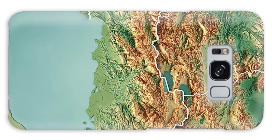 Albania Galaxy Case featuring the digital art Albania Country 3D Render Topographic Map Border by Frank Ramspott