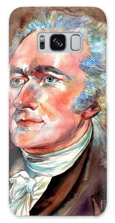 Alexander Galaxy Case featuring the painting Alexander Hamilton watercolor by Suzann Sines