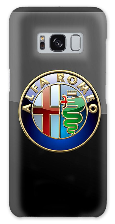 Wheels Of Fortune� Collection By Serge Averbukh Galaxy Case featuring the photograph Alfa Romeo - 3 D Badge on Black by Serge Averbukh