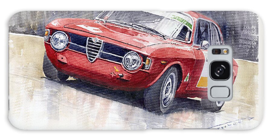 Watercolor Galaxy Case featuring the painting Alfa Romeo Giulie Sprint GT 1966 by Yuriy Shevchuk