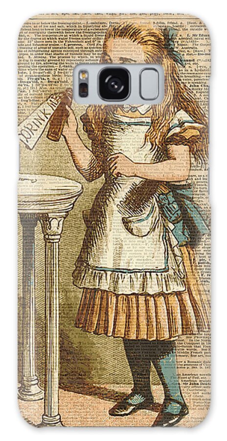 Drink Galaxy Case featuring the digital art Alice in Wonderland Drink Me Vintage Dictionary Art Illustration by Anna W