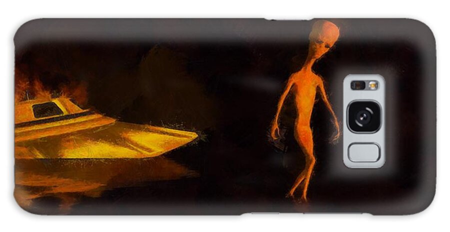 Ufo Galaxy Case featuring the painting Alien Crash by Esoterica Art Agency