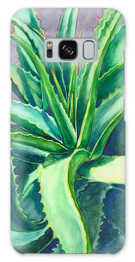 Aloe Vera Galaxy Case featuring the painting Aloe Vera Watercolor by Linda Ruiz-Lozito