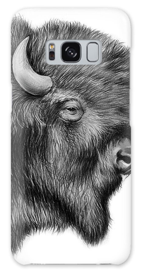 Bison Galaxy S8 Case featuring the drawing American Bison by Greg Joens