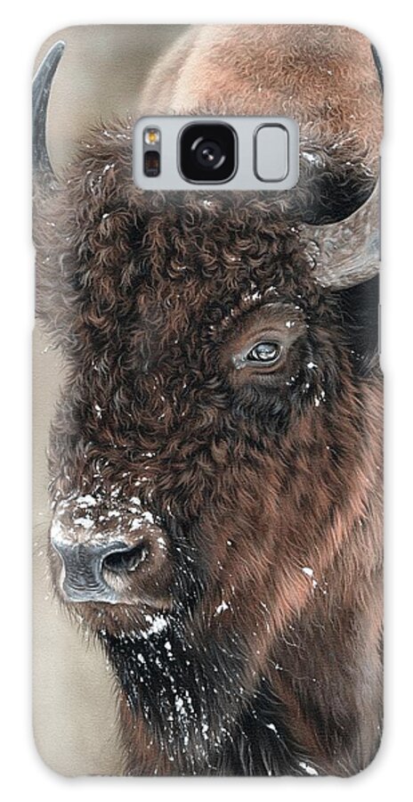 Bison Painting Galaxy Case featuring the painting American Bison Portrait Painting by Rachel Stribbling