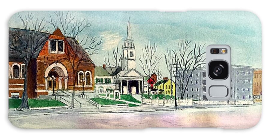 Amesbury Galaxy Case featuring the painting Amesbury Public Library circa 1920 by Anne Sands