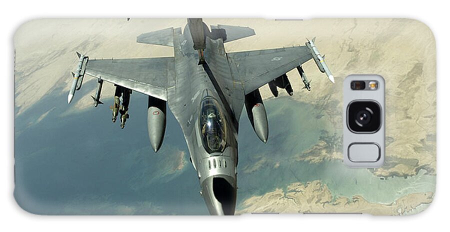 An F-16 Fighting Falcon Refuels Galaxy Case featuring the painting An F-16 Fighting Falcon Refuels by Celestial Images