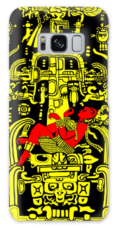 Ancient Galaxy Case featuring the digital art Ancient Astronaut Yellow and Red version by Piotr Dulski