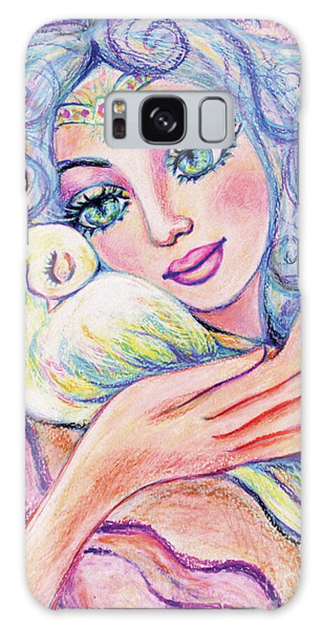 Angel Woman Galaxy Case featuring the painting Angel of Tranquility by Eva Campbell