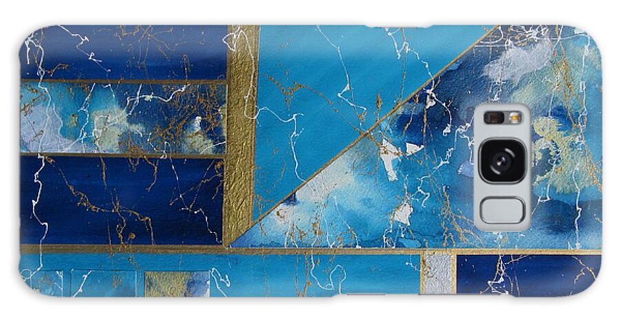 Mixed Media Galaxy Case featuring the painting Angular Abstract in Turquoise by Louise Adams
