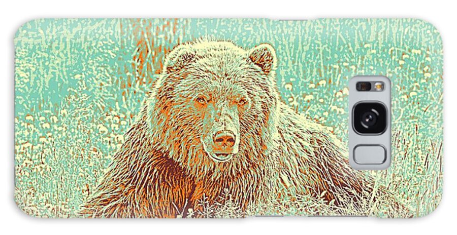 Zoo Galaxy Case featuring the painting Animal Posters - Grizzly Bear, ca 2017 by Adam Asar by Celestial Images