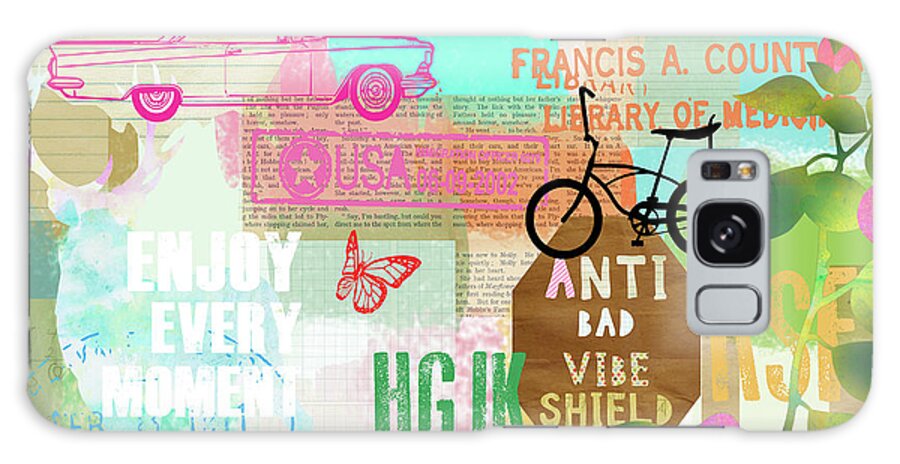 Anti Bad Vibe Shield Galaxy Case featuring the mixed media Anti Bad Vibe Shield by Claudia Schoen