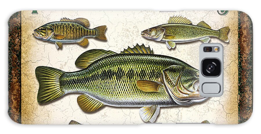 Jon Q Wright Galaxy Case featuring the painting Antique Lure Fish Panel three by JQ Licensing