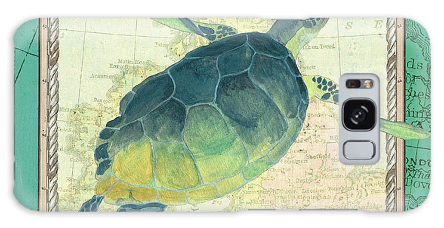 Turtle Galaxy Case featuring the painting Aqua Maritime Sea Turtle by Debbie DeWitt