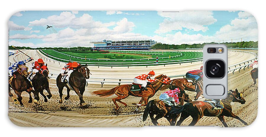 Aqueduct Galaxy Case featuring the painting Aqueduct Race Track towel version by Bonnie Siracusa
