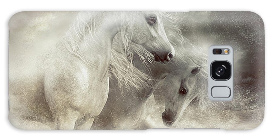 Arabian Horse Galaxy S8 Case featuring the digital art Arabian Horses Sandstorm by Shanina Conway