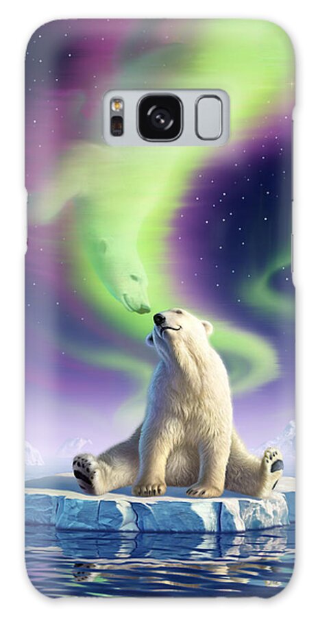 Polar Bear Galaxy Case featuring the digital art Arctic Kiss by Jerry LoFaro