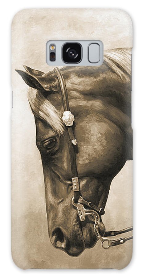 Horse Galaxy Case featuring the painting Western Horse Painting In Sepia by Crista Forest