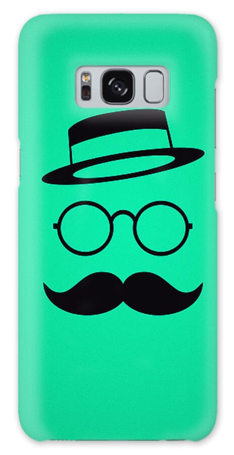 Les Claypool Galaxy Case featuring the digital art Retro Minimal vintage face with Moustache and Glasses by Philipp Rietz