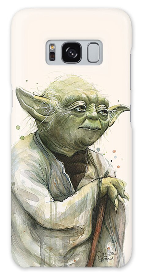 Yoda Galaxy Case featuring the painting Yoda Portrait by Olga Shvartsur