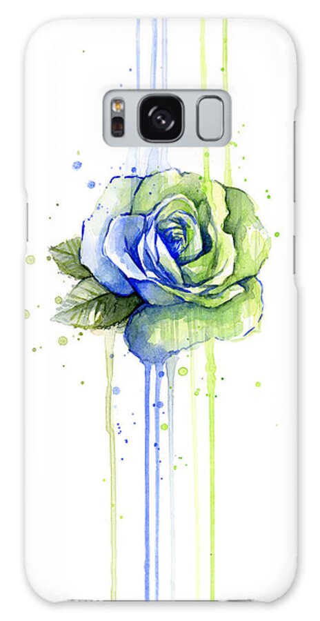 Watercolor Galaxy Case featuring the painting Seattle 12th Man Seahawks Watercolor Rose by Olga Shvartsur