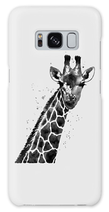 Giraffe Galaxy Case featuring the painting Giraffe in Black and White by Hailey E Herrera
