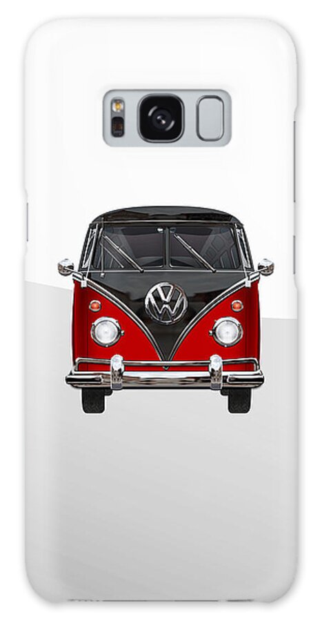'volkswagen Type 2' Collection By Serge Averbukh Galaxy Case featuring the photograph Volkswagen Type 2 - Red and Black Volkswagen T 1 Samba Bus on White by Serge Averbukh