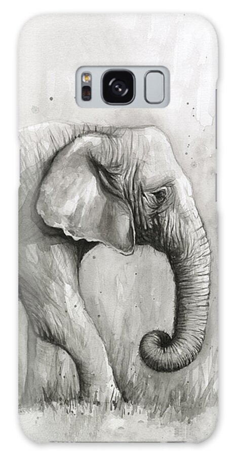 Elephant Galaxy Case featuring the painting Elephant Watercolor by Olga Shvartsur