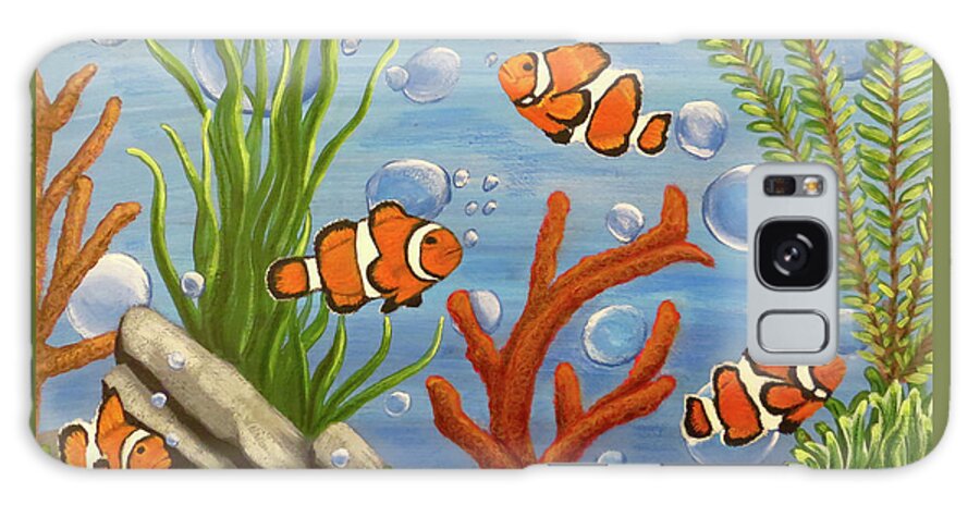Clownfish Galaxy Case featuring the painting Clowning around by Teresa Wing