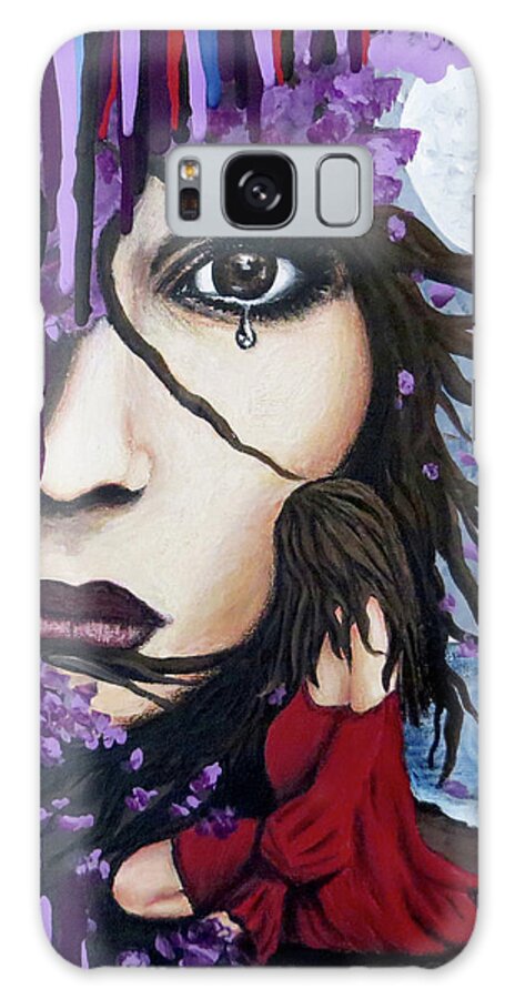 Abstract Galaxy Case featuring the painting Alone by Teresa Wing