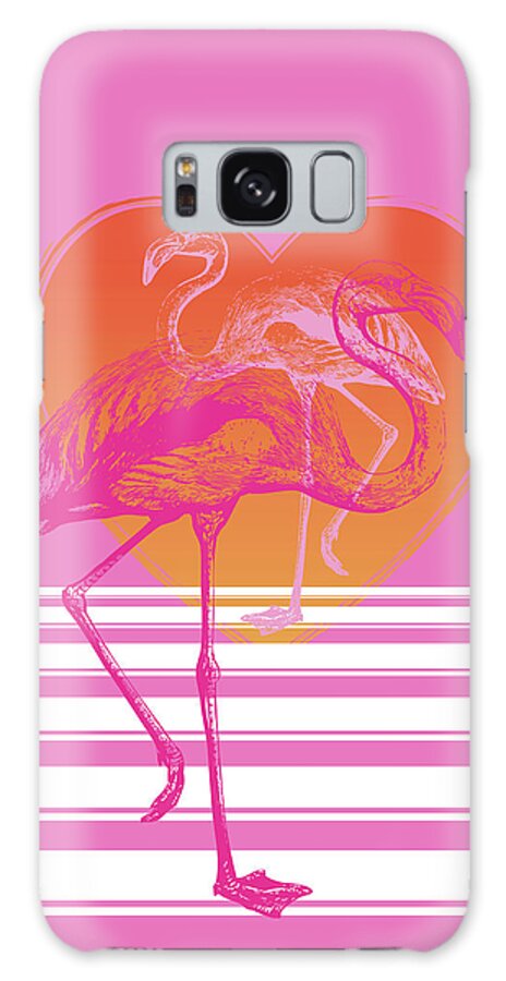 Pink Flamingos Galaxy Case featuring the digital art Pink Flamingos by Eclectic at Heart