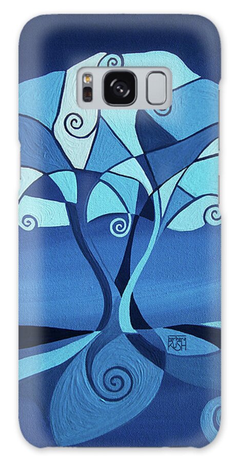 Blue Tree Paintings Galaxy Case featuring the painting Enveloped in Blue by Barbara Rush