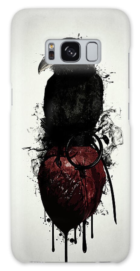 Raven Galaxy Case featuring the digital art Raven and Heart Grenade by Nicklas Gustafsson