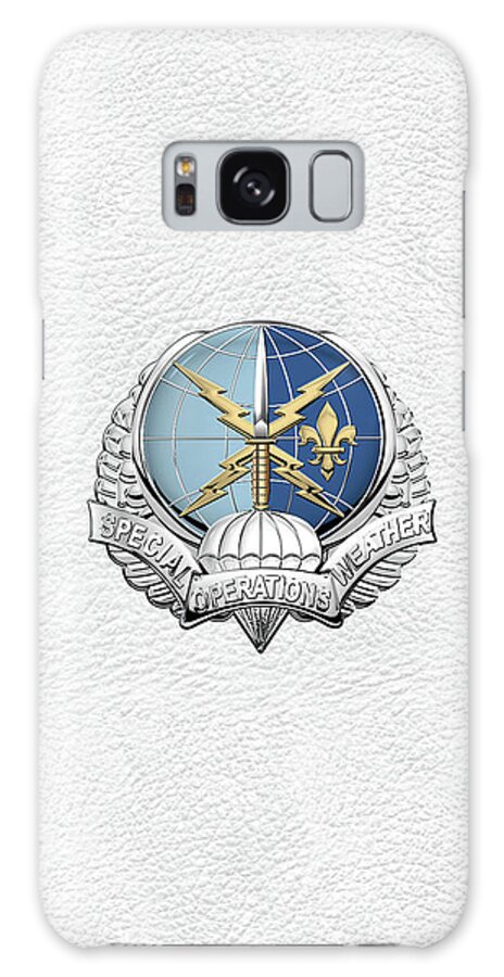 'military Insignia & Heraldry' Collection By Serge Averbukh Galaxy Case featuring the digital art Special Operations Weather Team - S O W T Badge over White Leather by Serge Averbukh