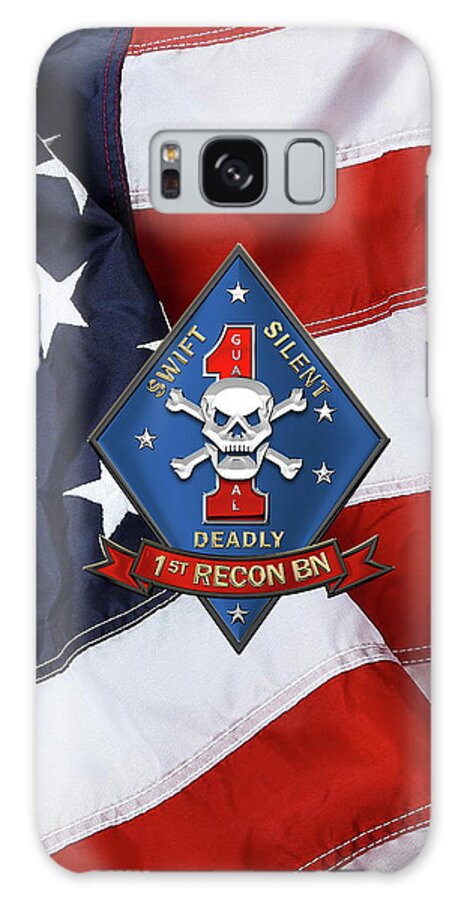 'military Insignia & Heraldry' Collection By Serge Averbukh Galaxy Case featuring the digital art U S M C 1st Reconnaissance Battalion - 1st Recon Bn Insignia over American Flag by Serge Averbukh