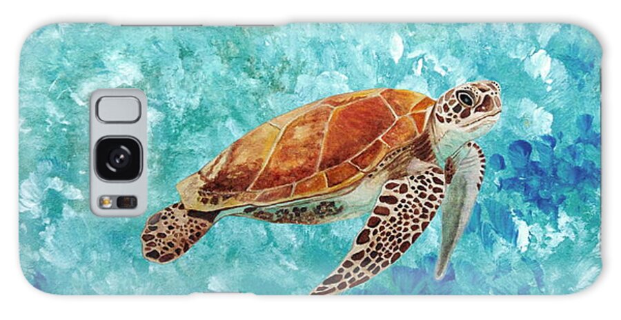 Turtle Galaxy Case featuring the painting Turtle Swimming by Angeles M Pomata