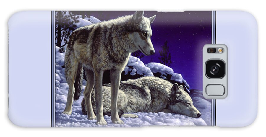 Wolf Galaxy Case featuring the painting Wolf Painting - Night Watch by Crista Forest