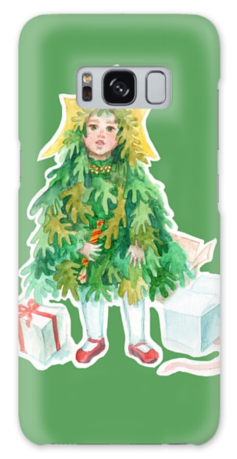 Christmas Eve Galaxy Case featuring the painting Christmas Tree by Julia Khoroshikh