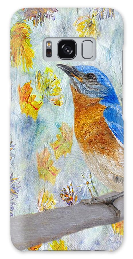 Bluebird Galaxy Case featuring the painting Springtime Eastern Bluebird by Angeles M Pomata
